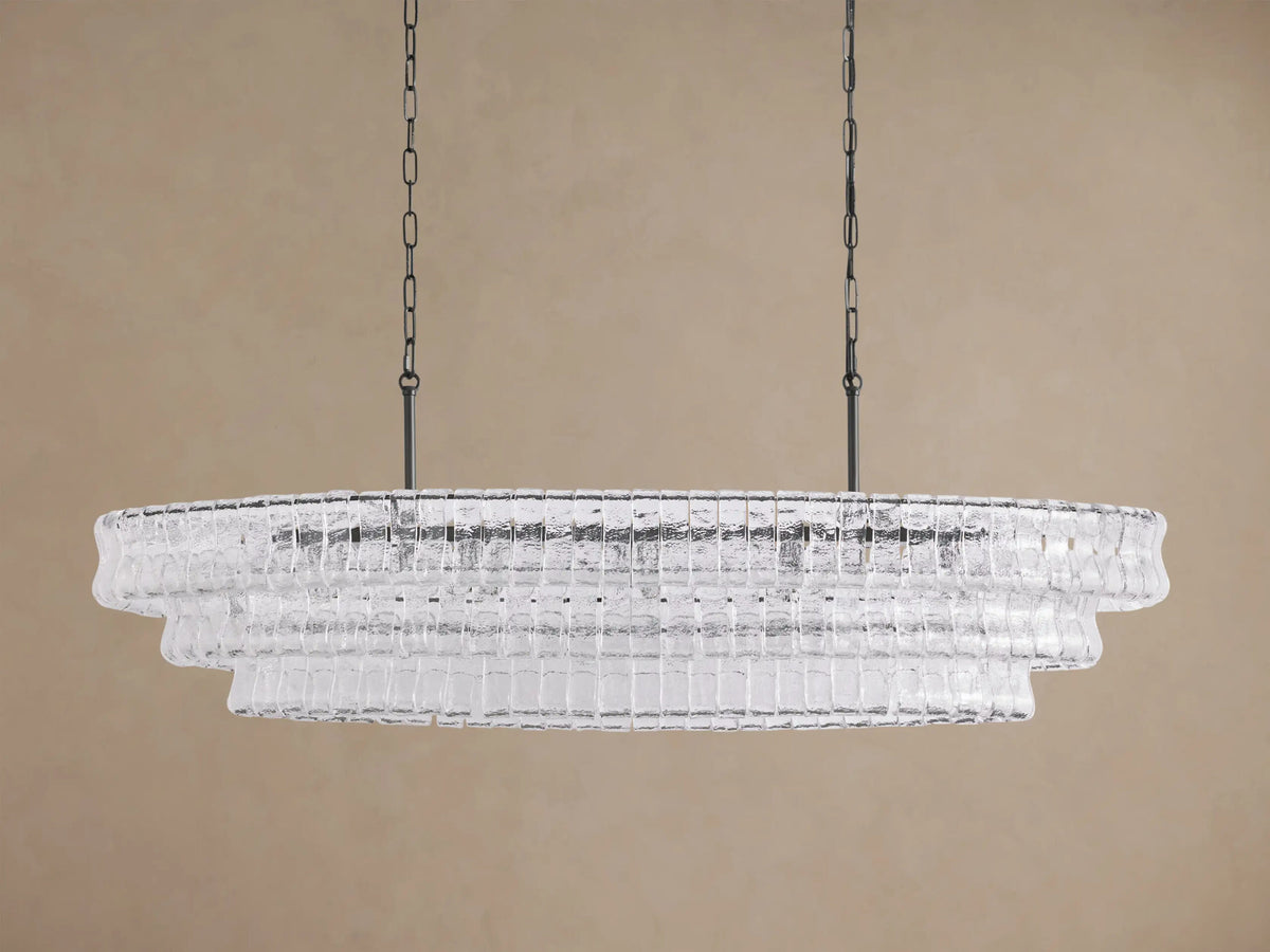 Ghiaccio 54 Inch Bronze Clear Glass Chandelier