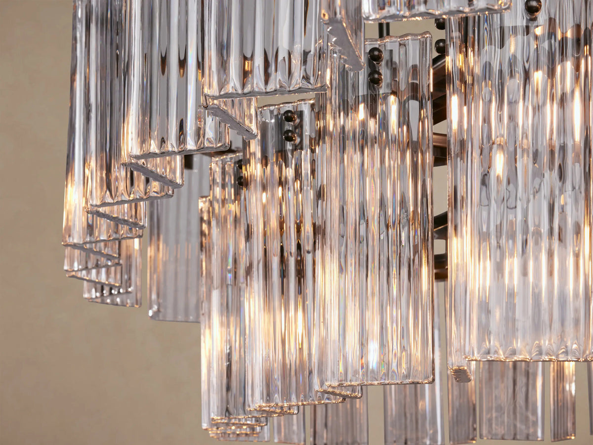 Tiered Glass Light 72 Inch Oval Bronze Chandelier