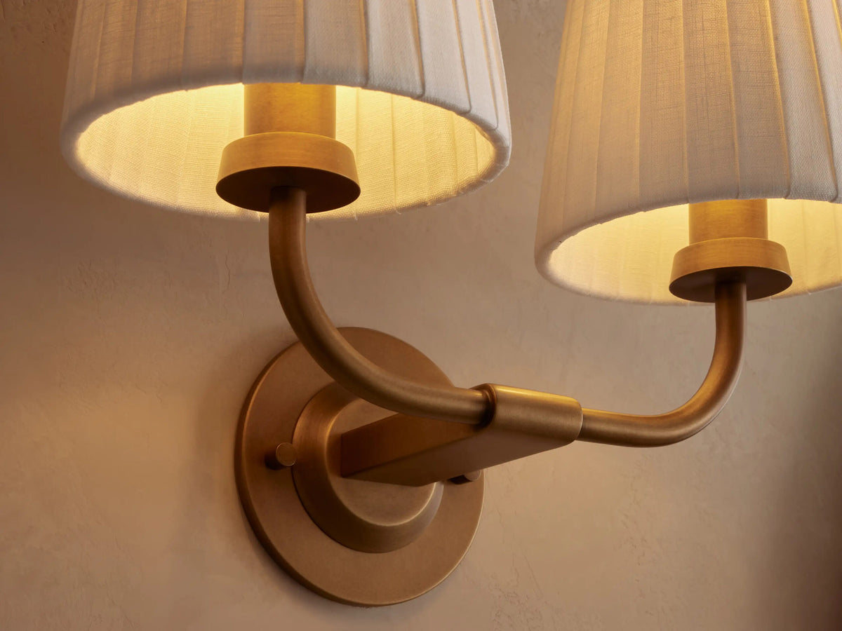 Iron Wall Sconce Adria Double Pleated White
