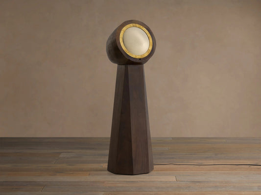 Agustin Rustic Wood Lamp with Opaque Glass — product view 2