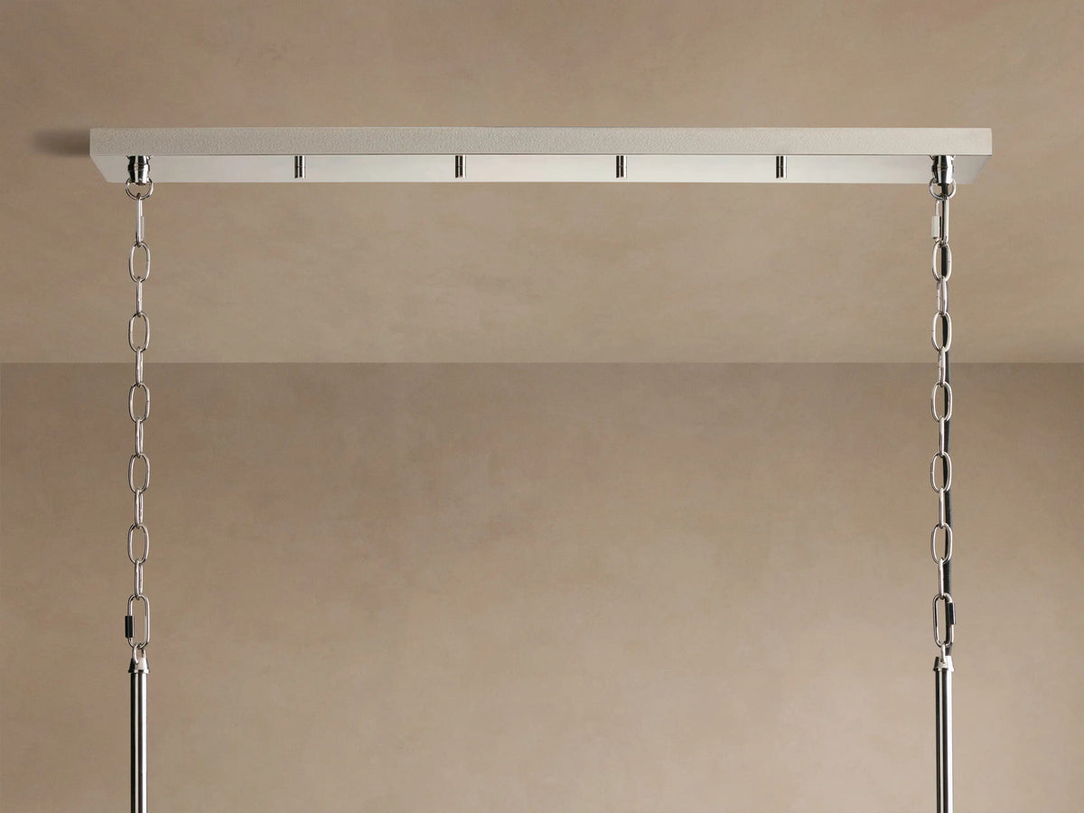 Nickel Chandelier with Linear Ribbed Glass Shades — product view 12