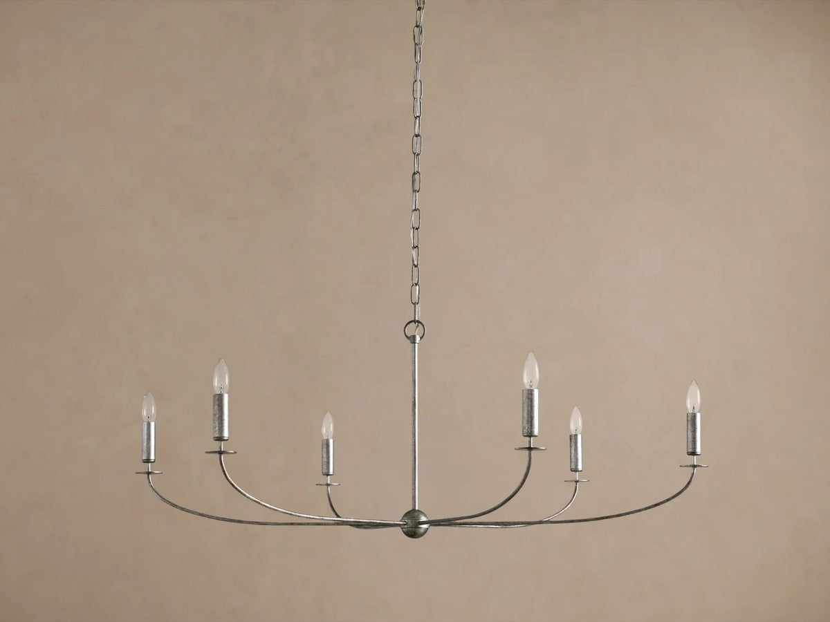 Iron Leaf Chandelier in Silver 6 Light