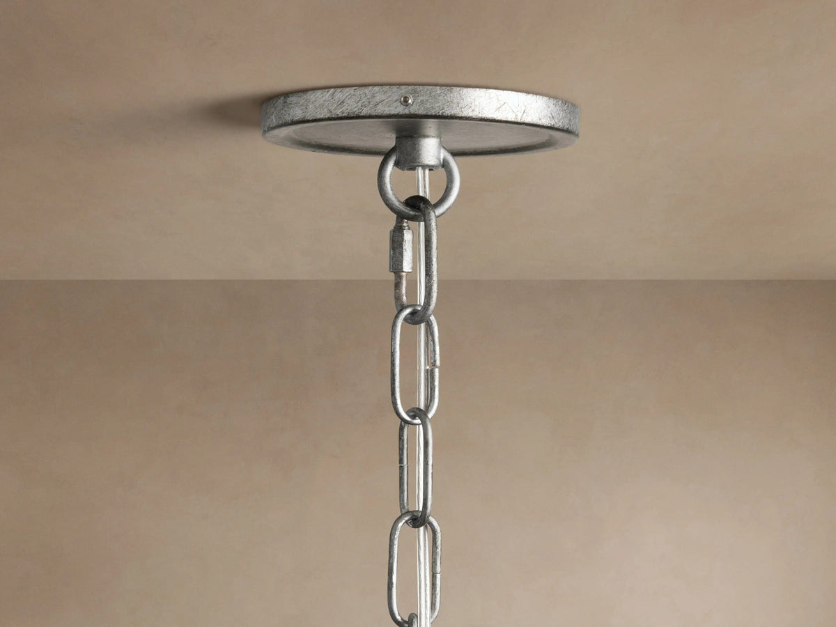 Iron Leaf Chandelier in Silver 6 Light — product view 4
