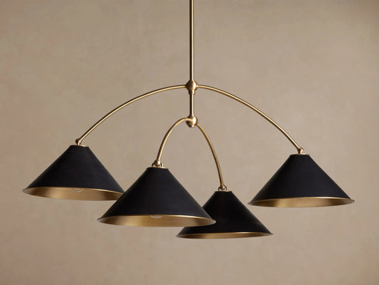 Brass Chandelier Arno Round Black 4 Light Fixture — product view 2
