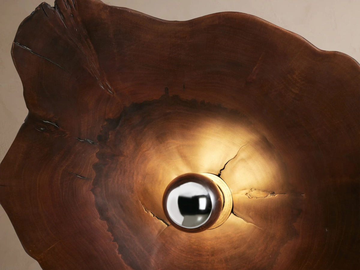 Organic Wood Sconce with Natural Milpa Wood Dome — product view 18