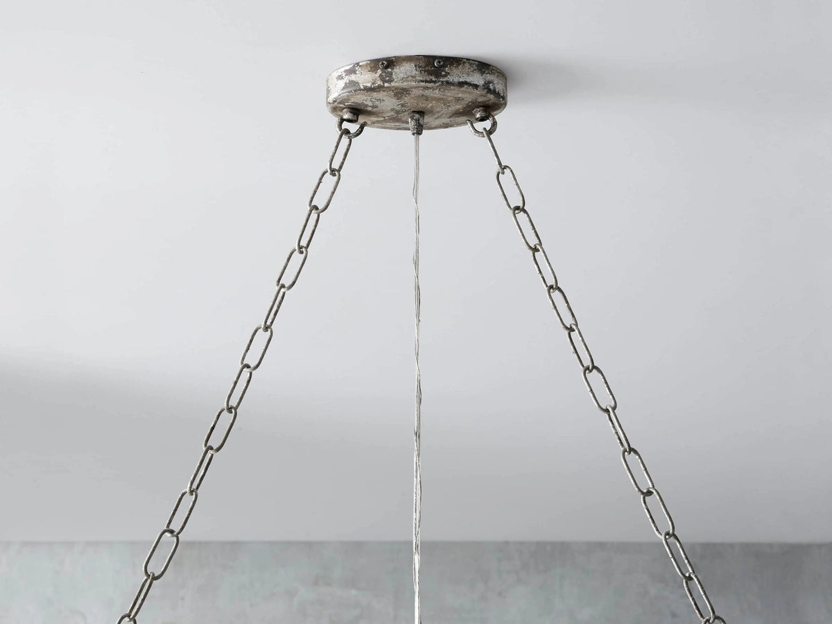 Aubrey 47 in Silver Iron Chandelier with Glass Crystals