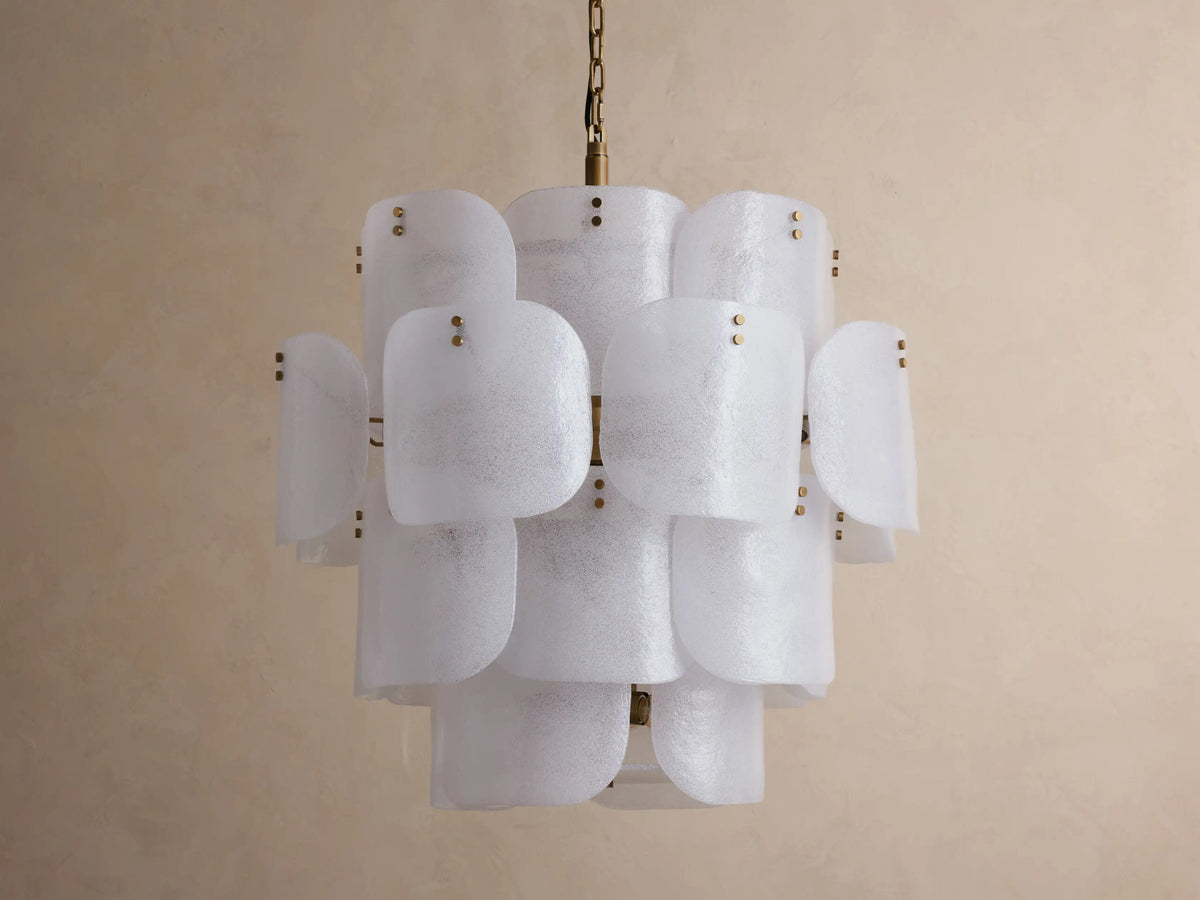 Blaire Round Glass Chandelier in White