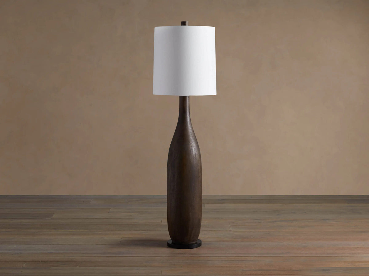 Briar Wood Floor Lamp in Espresso with Linen Shade