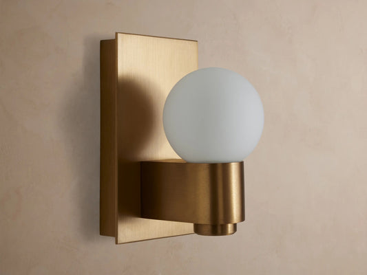 Casen Matte Opal Brass Glass Sconce — product view 2