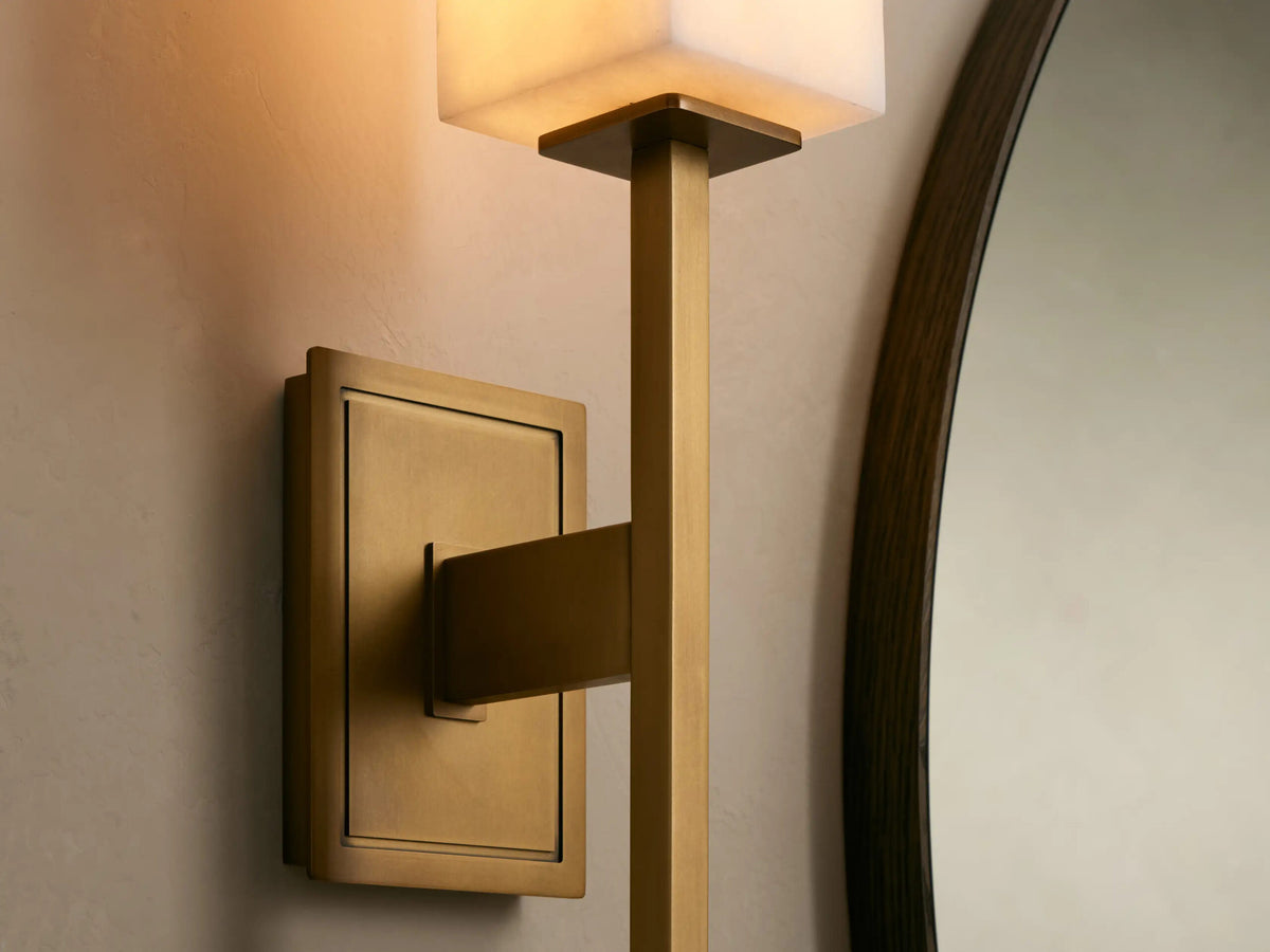 Cinda Modern Stone Sconce in Alabaster and Brass