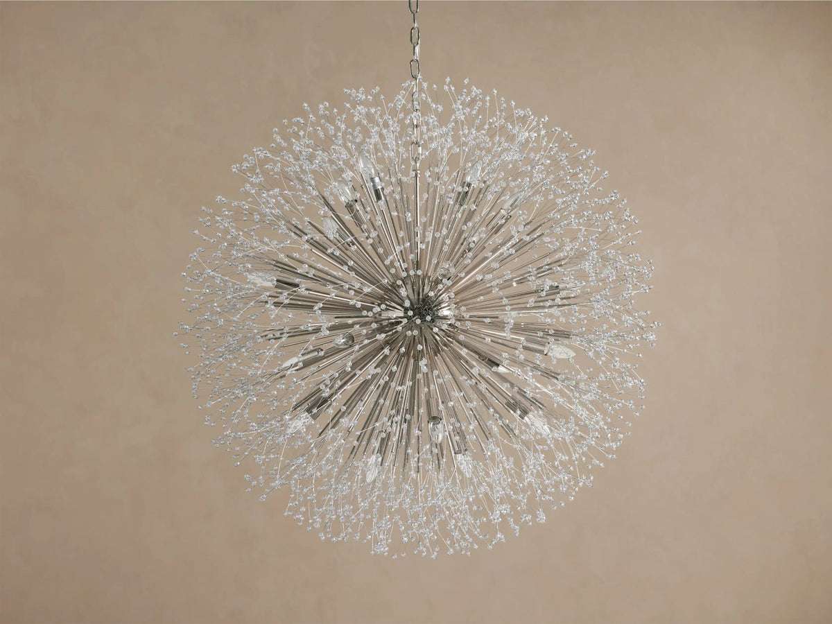 Dandelion 43 Inch Round Silver Crystal Chandelier