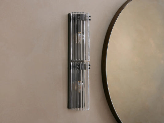 Reeded Glass Sconce Double Wall Light — product view 2
