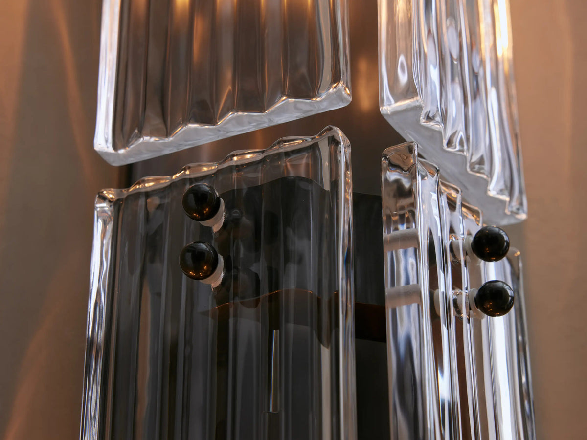 Reeded Glass Sconce Double Wall Light