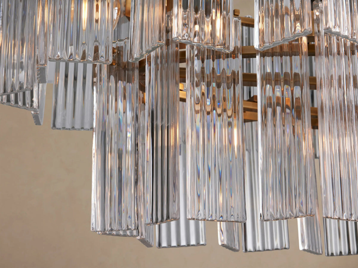 Glass Chandelier Oval Tiered 63 Inch