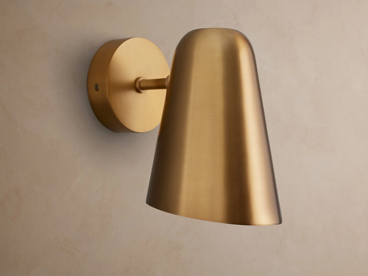 Brass Wall Sconce with Conical Shade
