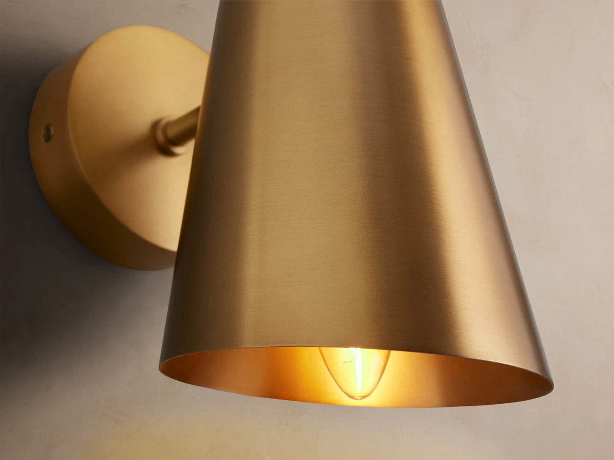 Brass Wall Sconce with Conical Shade — product view 3