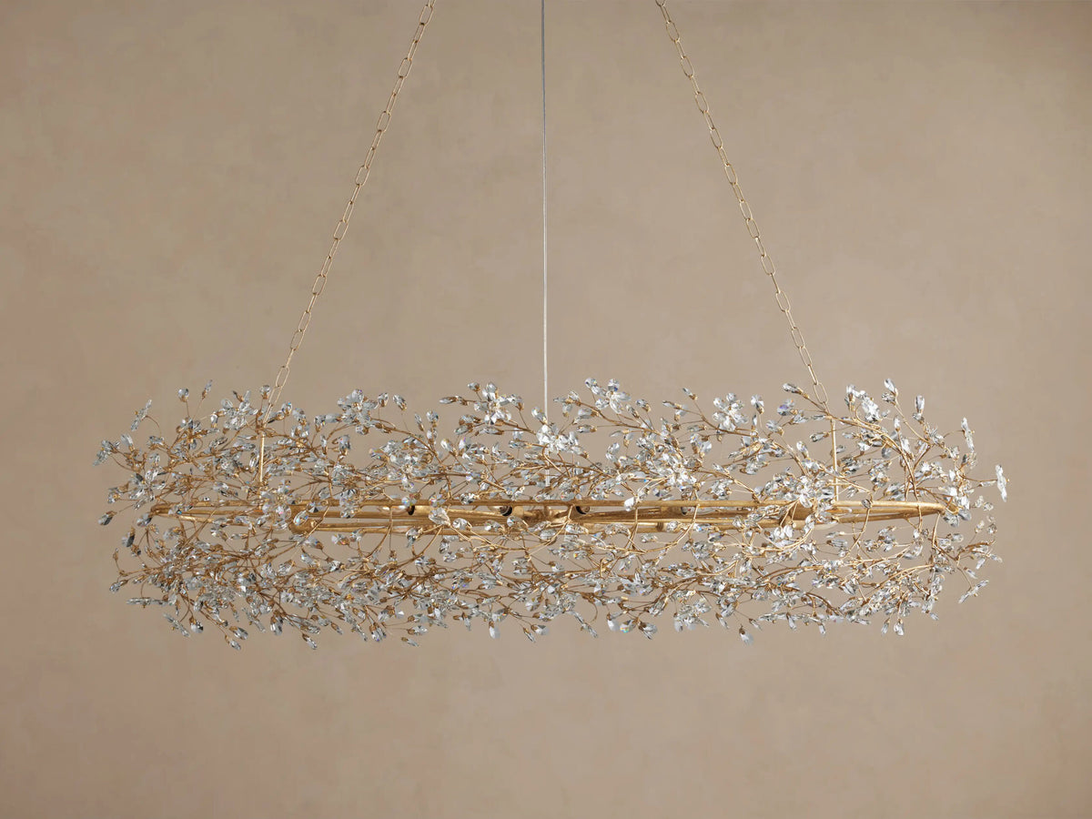 Fiore Iron Oval Chandelier with Crystal Floral Details