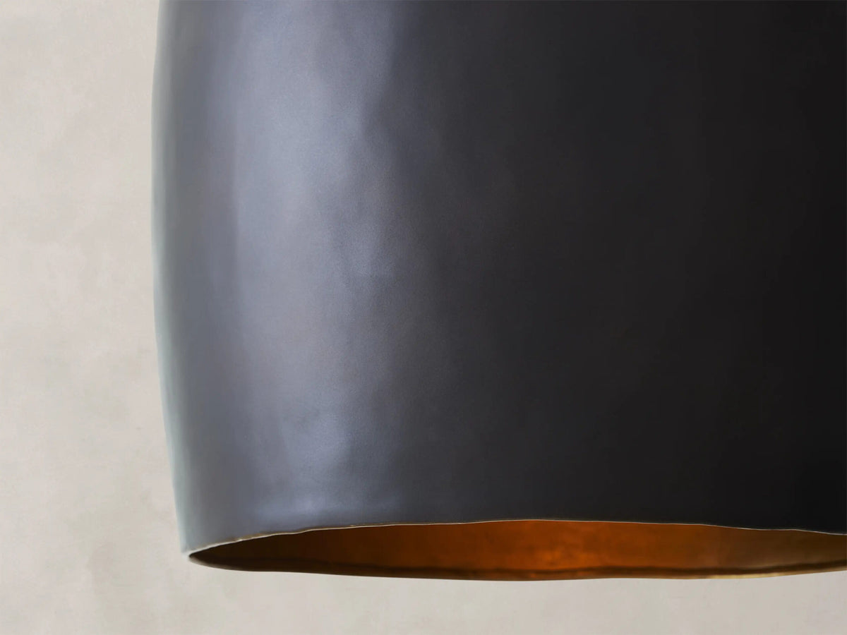Iron Cone Pendant 14 Inch Black and Brass