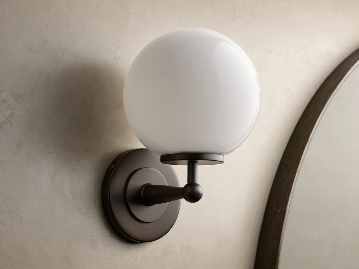 Fulton Bronze Glass Sconce with Milk Globe