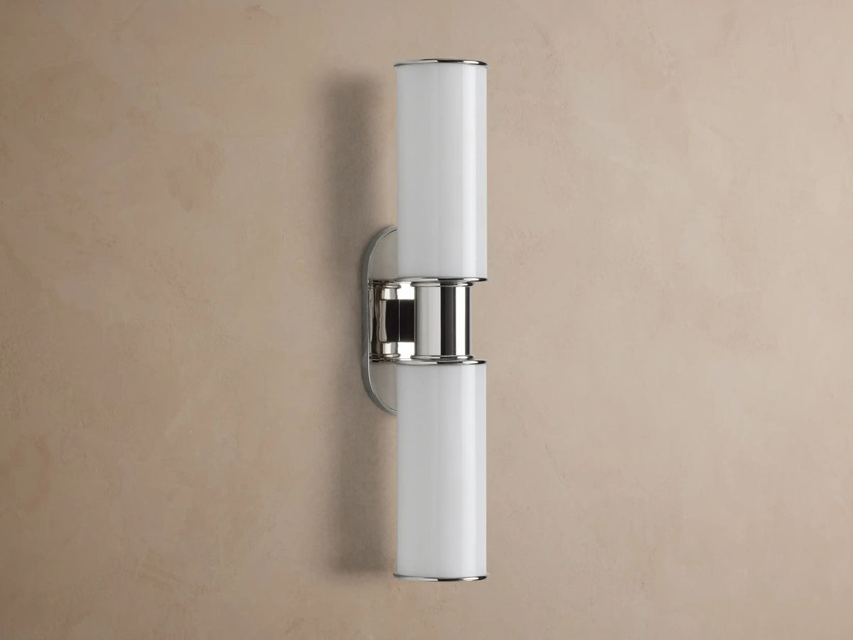 Harlin Modern Glass Sconce in Milk Nickel