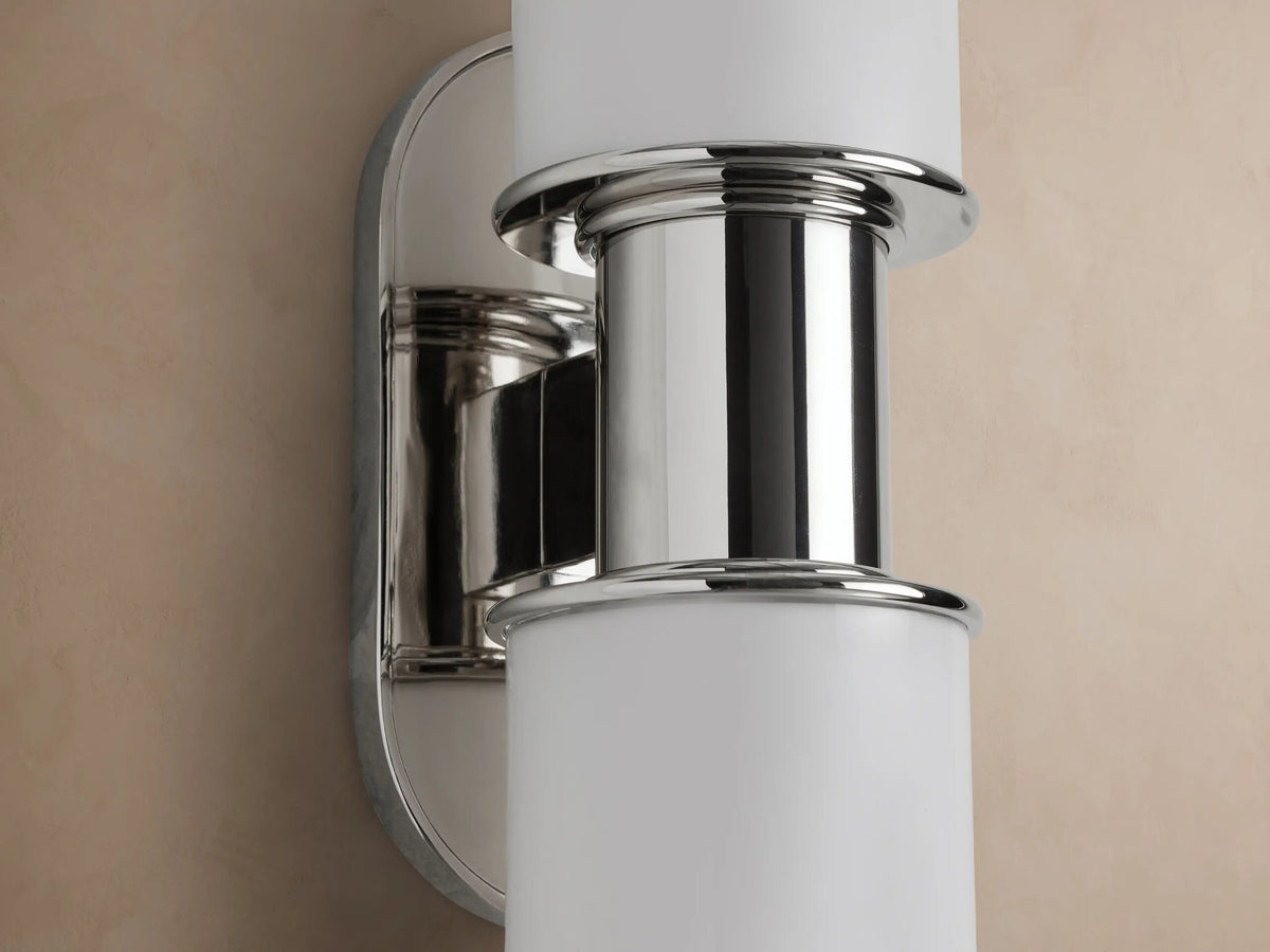 Harlin Modern Glass Sconce in Milk Nickel