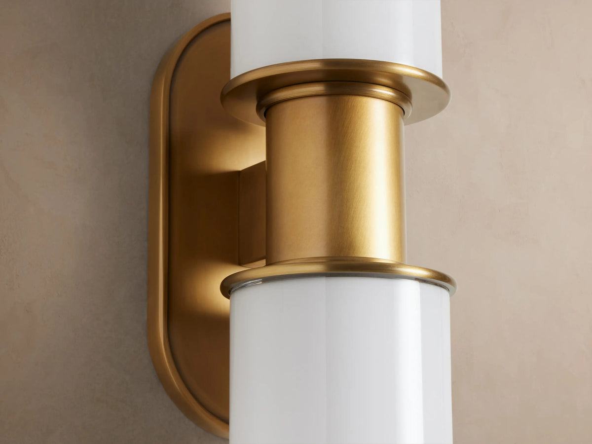 Harlin Modern Glass Sconce in Milk Nickel — product view 6