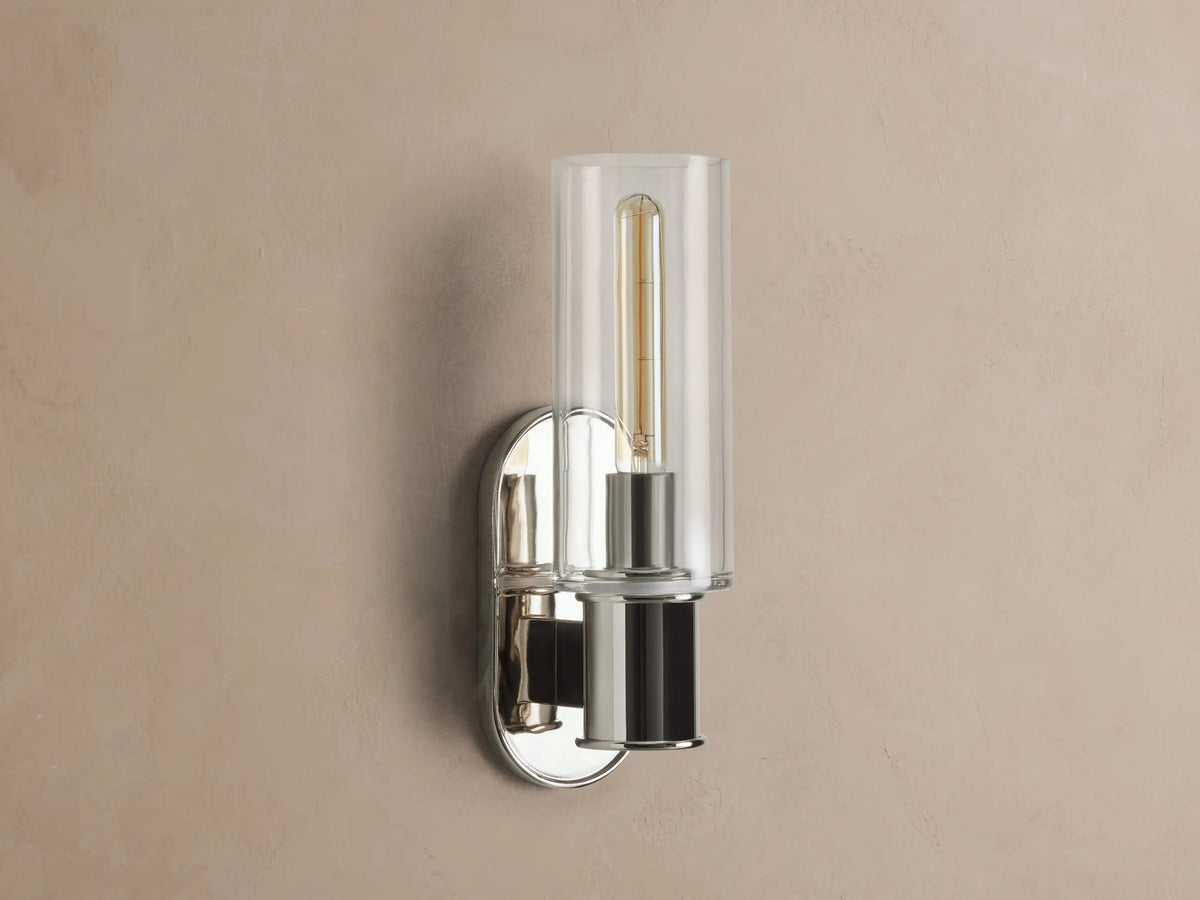Harlin Nickel Glass Sconce in Clear