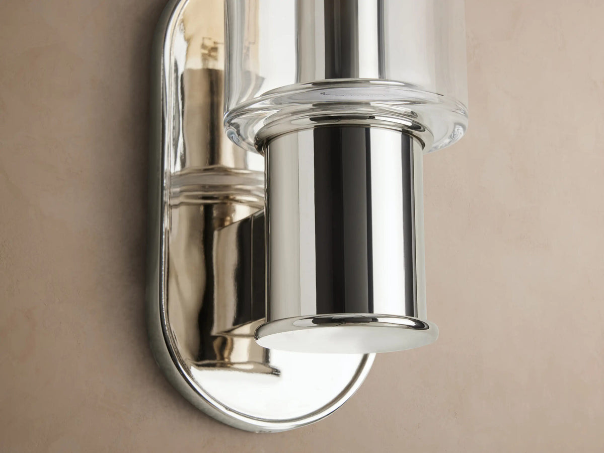 Harlin Nickel Glass Sconce in Clear