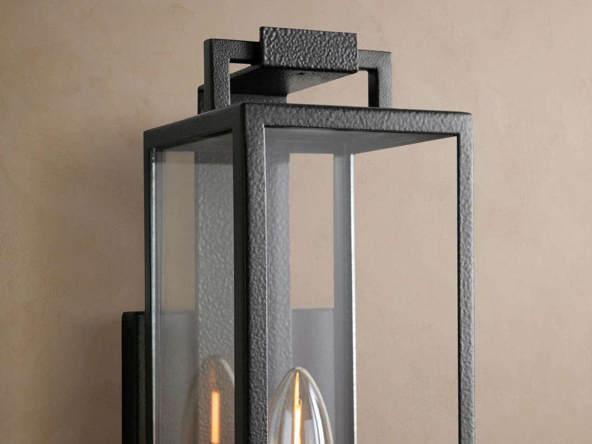 Iron Sconce 12 Inch Black Glass Lantern — product view 6
