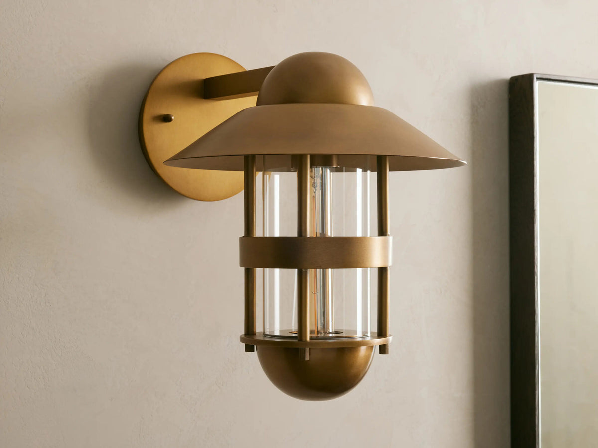 Hyannis brass sconce with glass shade