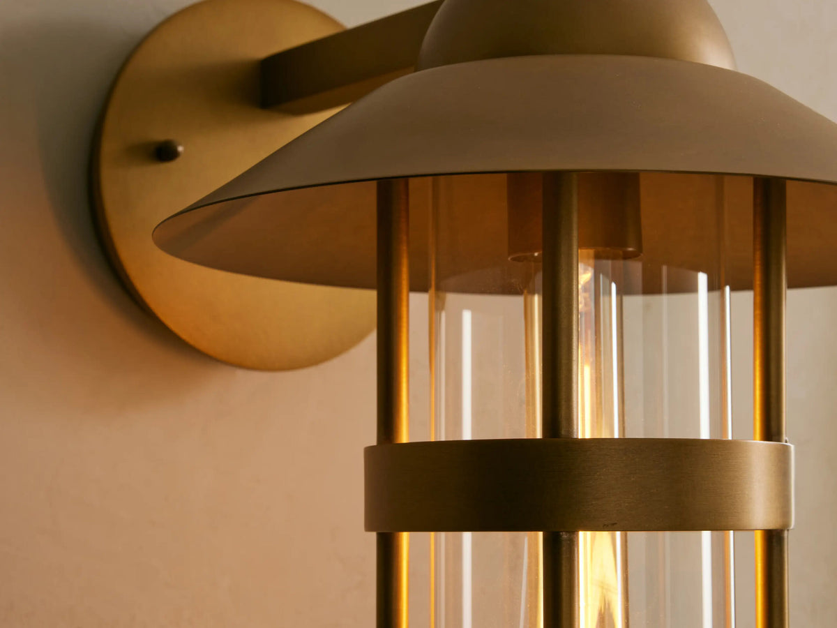 Hyannis brass sconce with glass shade — product view 3