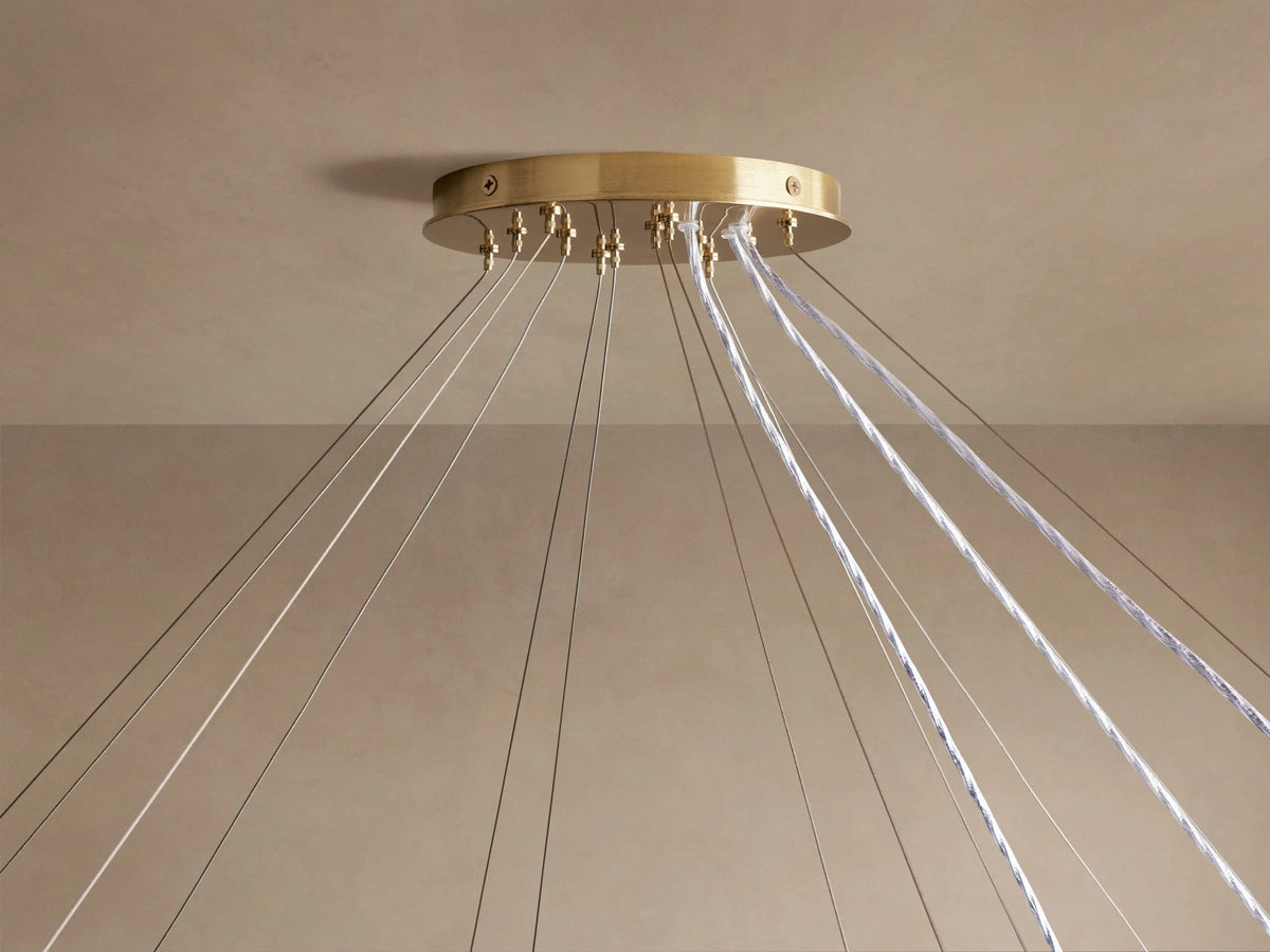 Brass Glass Chandelier 3 Tier Round — product view 5