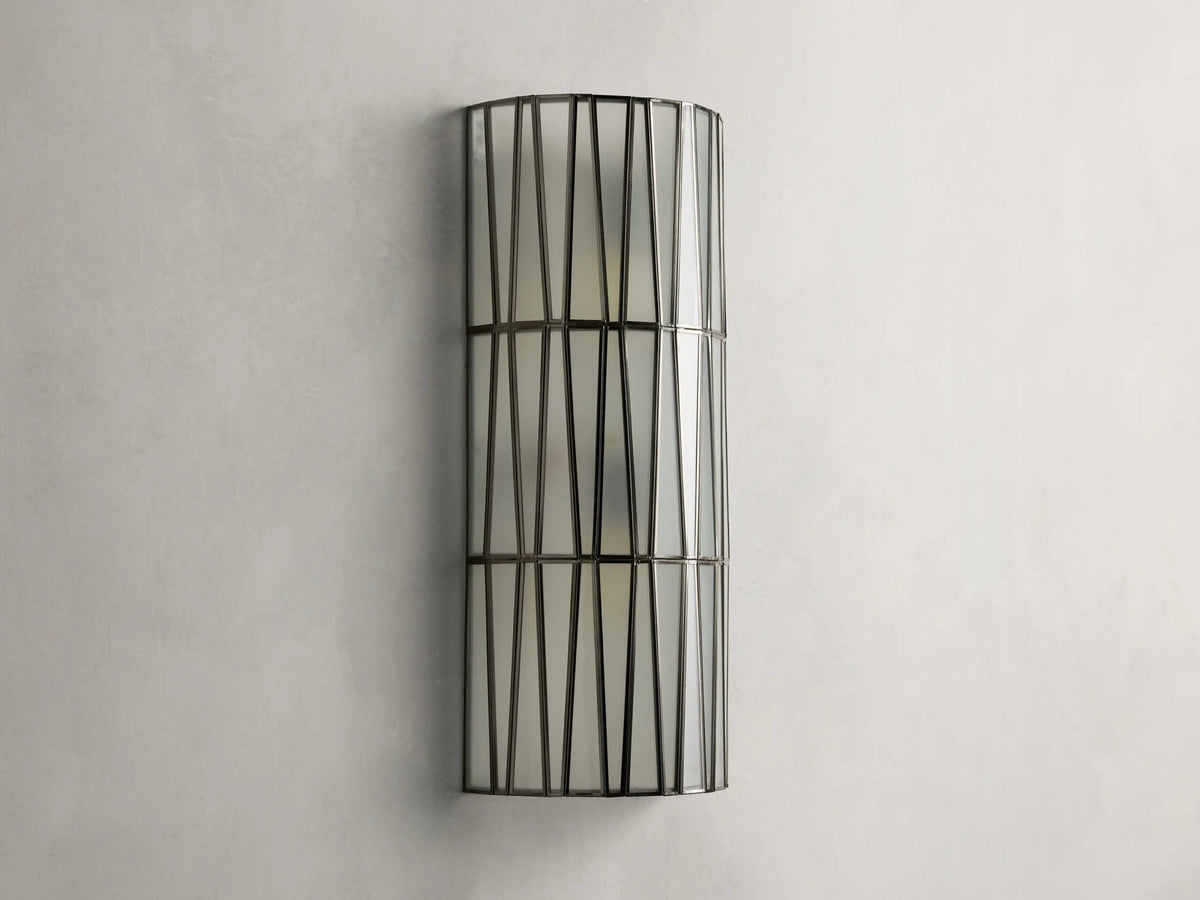Jeunet Nickel Glass Sconce 24 Inch Wall Light