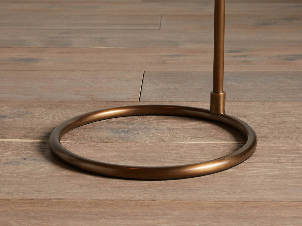 Brass Floor Lamp with Antiqued Finish and Black Shade — product view 4