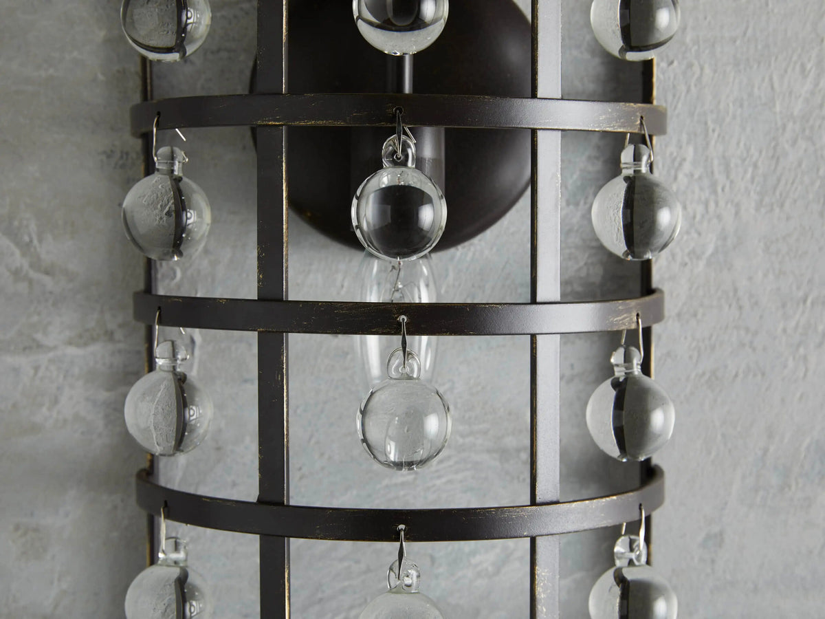 Iron Cage Sconce with Crystal Spheres — product view 2