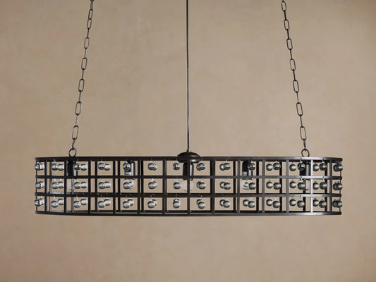 La Cage Oval Iron Cage Chandelier in Bronze — product view 2