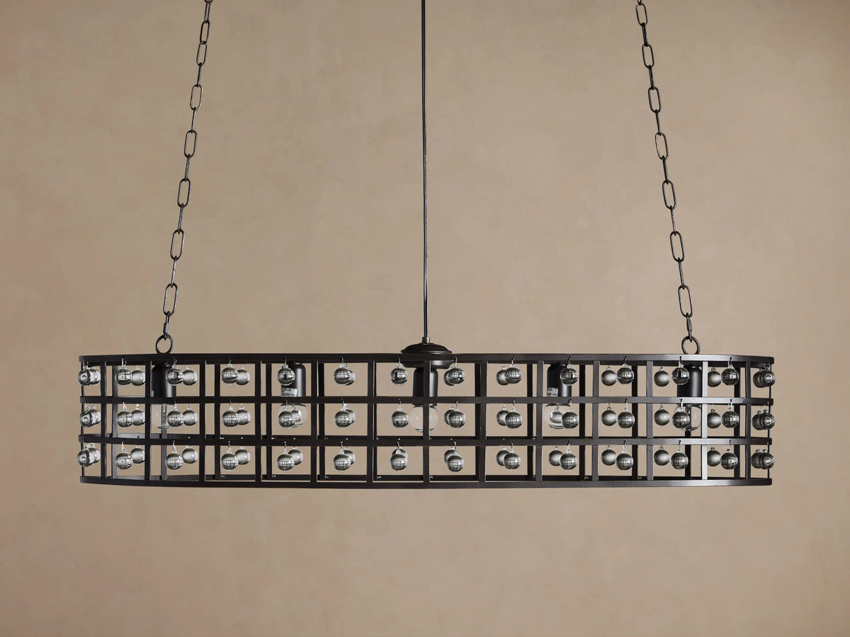 La Cage Oval Iron Cage Chandelier in Bronze