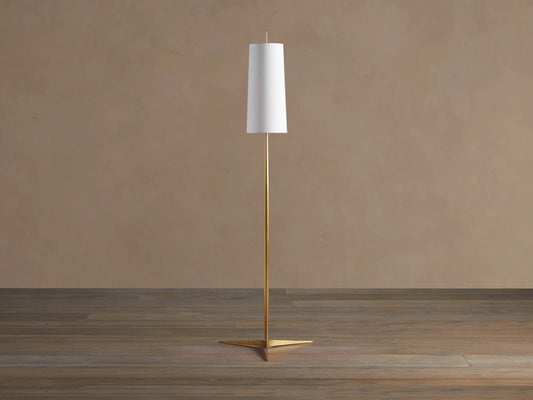 Lancia Brass Floor Lamp with Linen Shade — product view 2