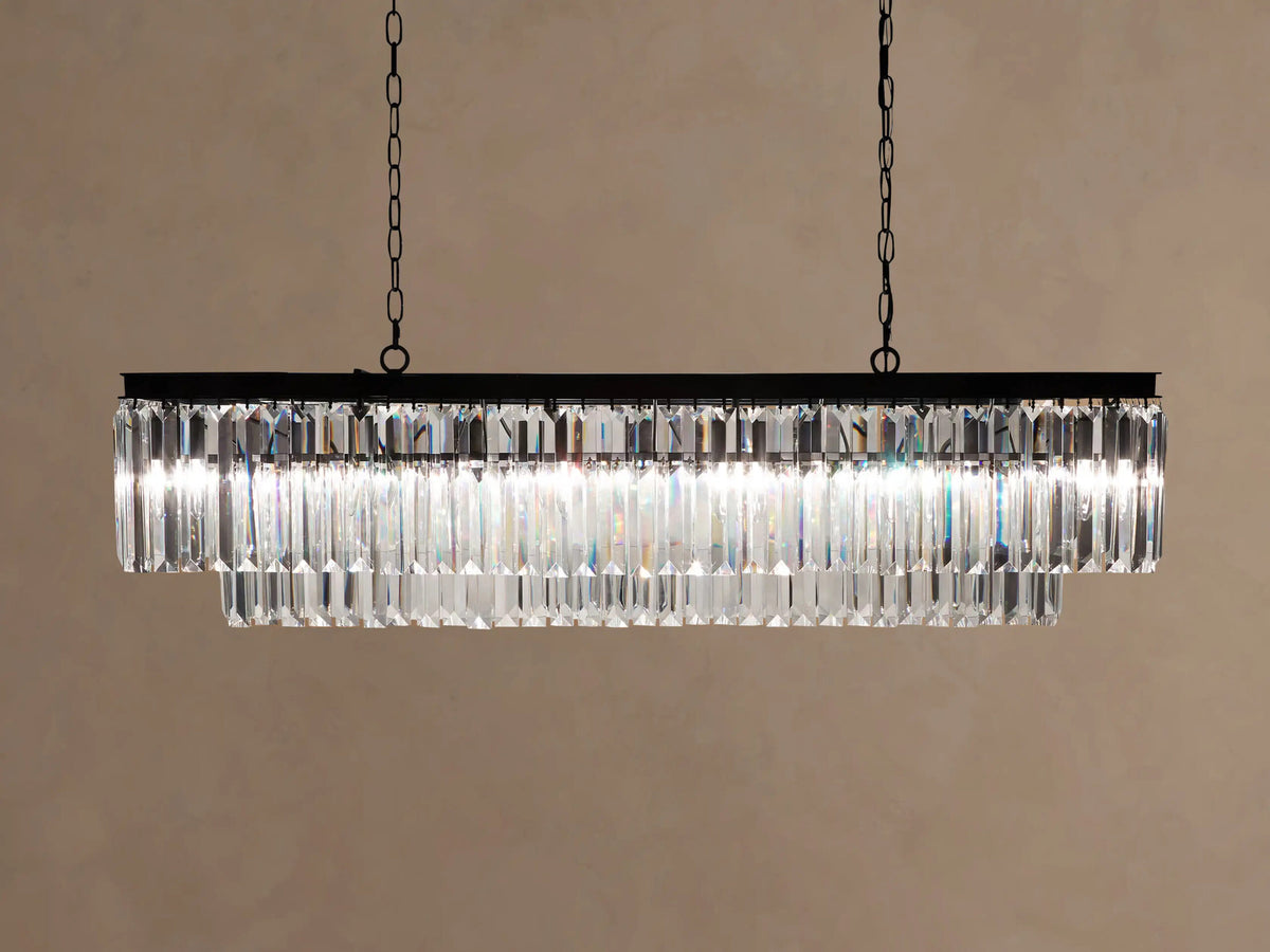 Leyland Glass Art Chandelier in Brass