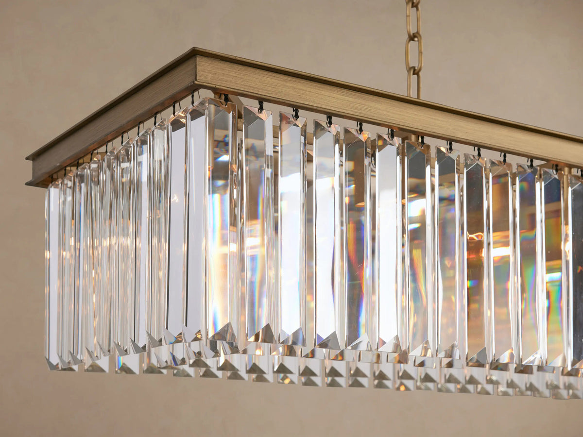 Leyland K9 Deco Chandelier 60 Inch Brass
