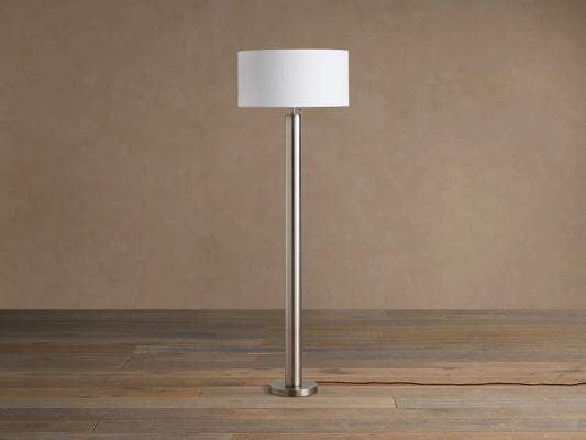 Linden Pewter Floor Lamp with Linen Shade — product view 2