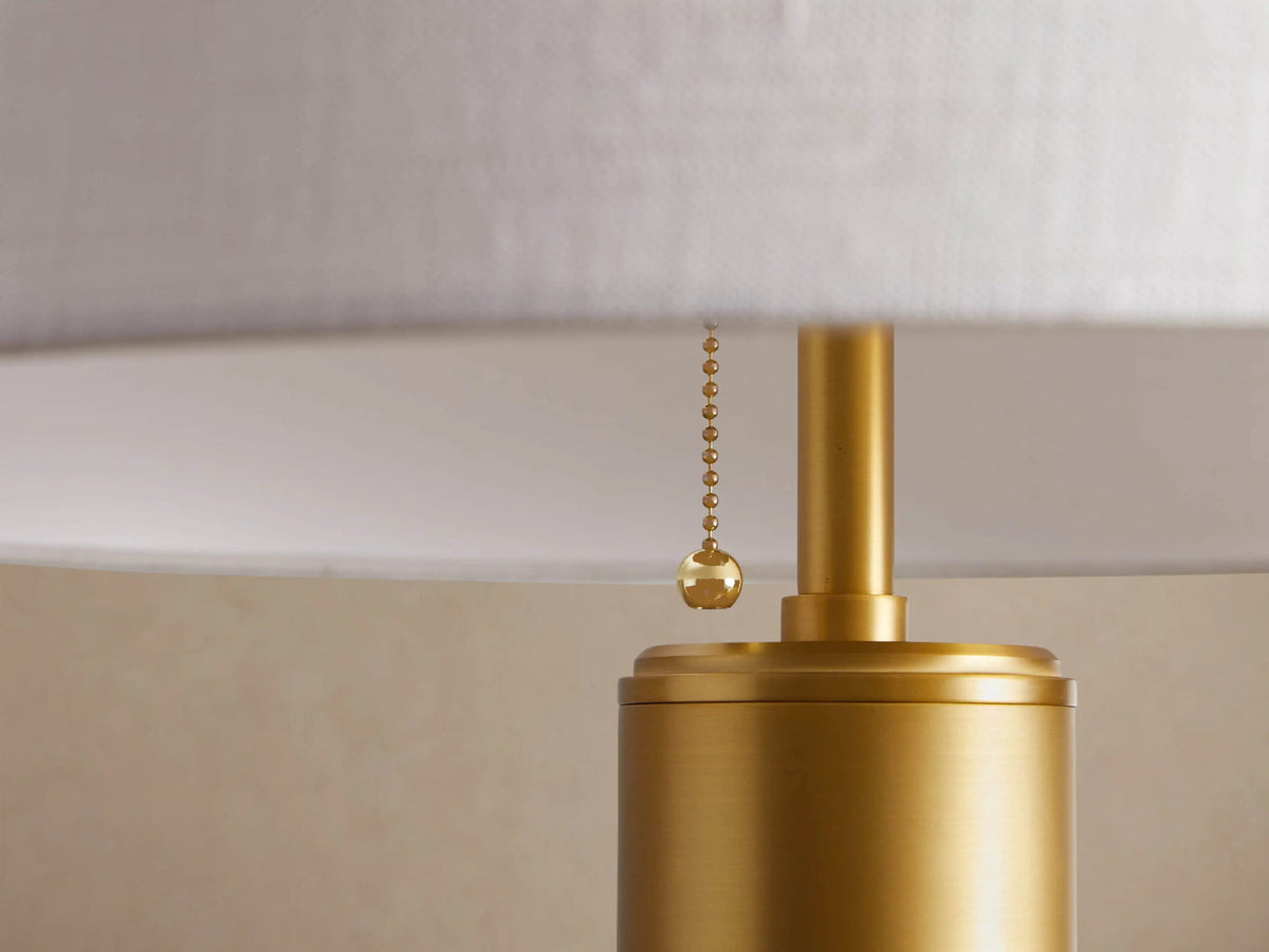Linden Brass Floor Lamp with Linen Shade