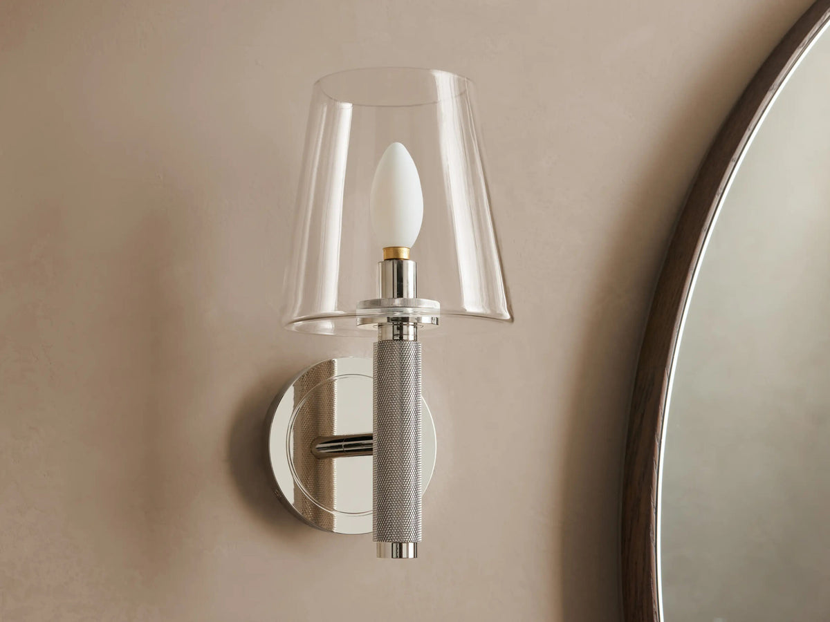 Modern Steel Sconce with Glass Shade