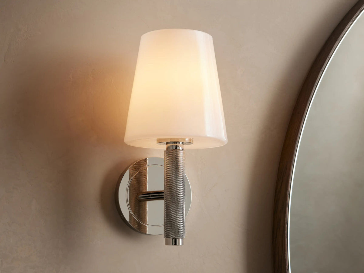 Modern Steel Sconce with Glass Shade