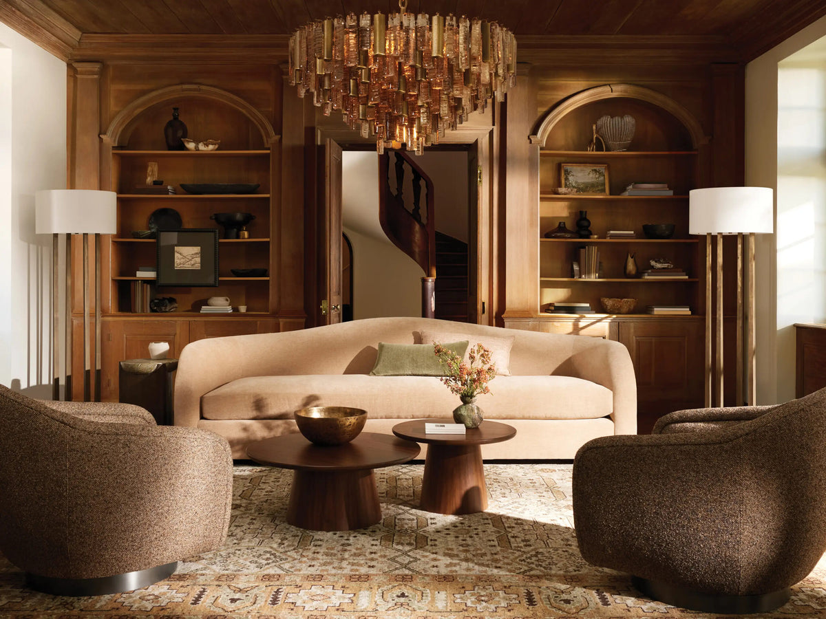 Neve Round Glass Chandelier in Brass