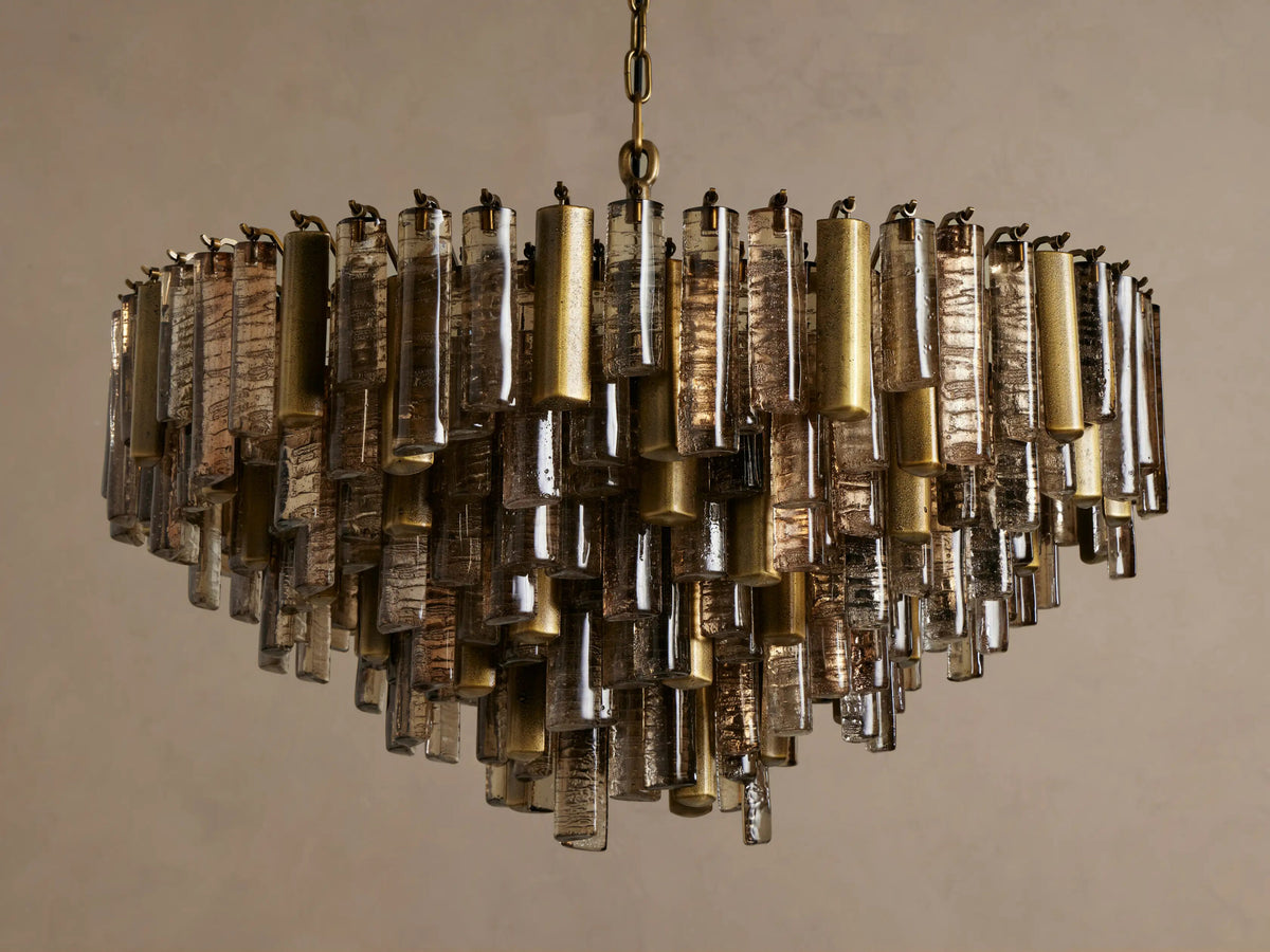 Neve Round Glass Chandelier in Brass