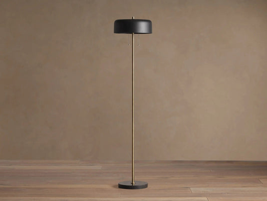 Oliver Brass Floor Lamp with Black Shade — product view 2