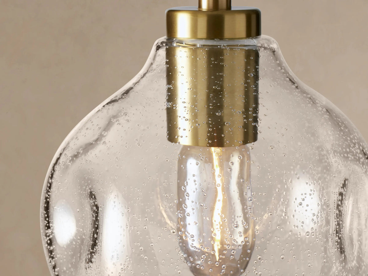 Organic Clear Glass Pendant Light 8 Inch