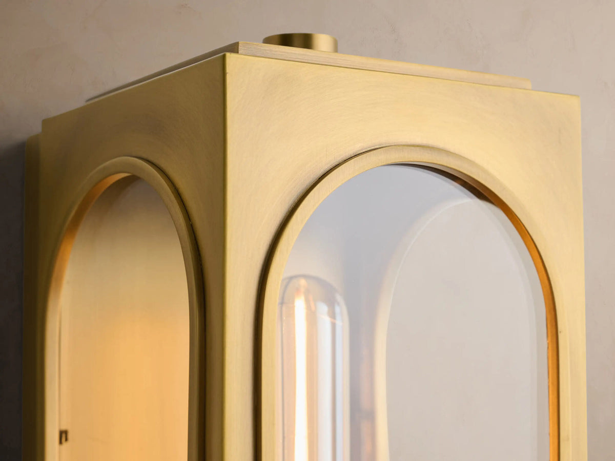 Palladian Brass Sconce with Arched Glass
