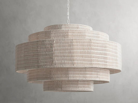 Rattan Chandelier 40 Inch White Handwoven Shade — product view 2
